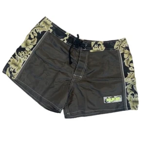 Vintage 90s Womens 3" Inseam Green Floral Board Shorts 30" Waist Swim Trunks EUC - Picture 1 of 9