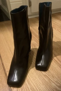 NIB Via Spiga T'moro Brown Square Toe Leather Ankle Boots - 9.5 - Picture 1 of 9