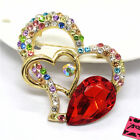  Cute Colorful Heart Cute Love Crystal Fashion Women Charm Brooch Pin Gift