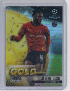 2020-21 Topps Stadium Club Chrome Glimpses of Gold Jeremy Doku RC