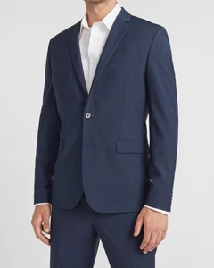 NEW EXPRESS $298 NAVY EXTRA SLIM WOOL BLEND MODERN TECH SUIT JACKET SZ 36S - Picture 1 of 7