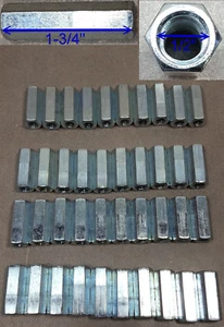 Lot of 40 Nut Zinc – 1/2" X 1-3/4” long Hex Coupling Nut with Zinc Plate. - Picture 1 of 5