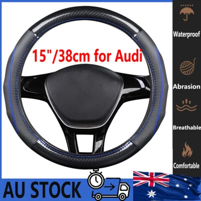 Car Steering Wheel Cover Leather Anti-Slip Breathab Full Surround For Audi A6 Q3 - image 1 of 4