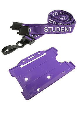 Student Neck Strap Lanyard Purple & Purple ID Card Holder FREE DELIVERY • 1.32£