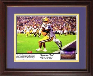 LSU FOOTBALL GEAUX FOR TWO BEAT ALABAMA OVERTIME DANIELS TO TAYLOR IMPRESIÓN enmarcado - Imagen 1 de 1
