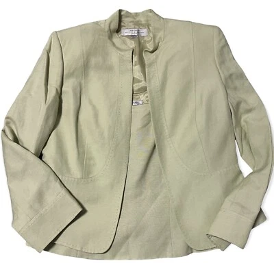 Tahari Arthur S. Levine 2 piezas. Blazer Tank Top Mujer Talla. Camisa de lino verde 10P Foto 1 de 4