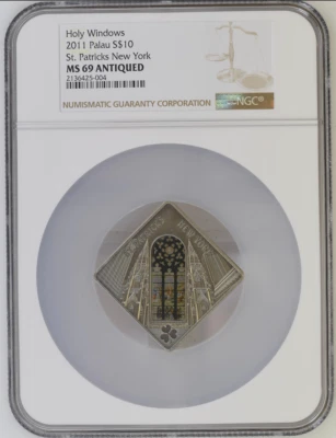 10 DOLLARS 2011 PALAU ST. PATRICK’S NEW YORK SILVER UNC NGC MS69 - Image 1 of 4