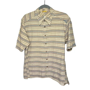 Mountain Hardwear Short Sleeve Pearl Snap Button Shirt Textured Striped Large - Picture 1 of 8