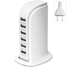 Multi-Port 5V 6A 30W 6 USB Ports Phone Tablet Charger Desktop Charging Station