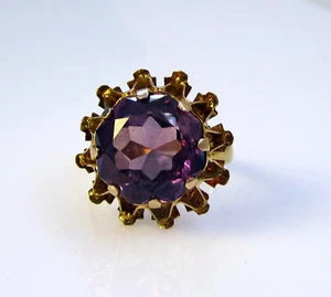 Vintage riesiger einzigartiger warmer 14K Gelbgold eleganter hellvioletter Amethyst Ring - Bild 1 von 6