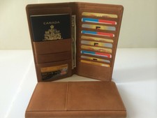 Mens Womens Passport Travel Leather Wallet w/ 10 Credit Card Holders