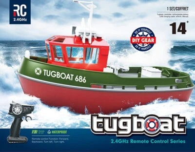RC Tugboat 686 Kit 2.4Ghz 230mm Long Green HL3800G Heng Long 1/72 RTR RC Kit New - Image 1 of 2