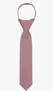 Jacob Alexander Boy's 14” Solid Pretied Zipper Necktie NEW - Dusty Rose - Picture 1 of 5