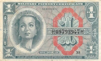 USA / MPC  $1   1961  Series  611  Plate # 35  Circulated Banknote Z6 - Image 1 of 2