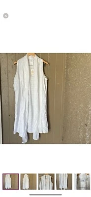 Johnny Was White Linen Embroidered Vest  Size L - Image 1 of 4