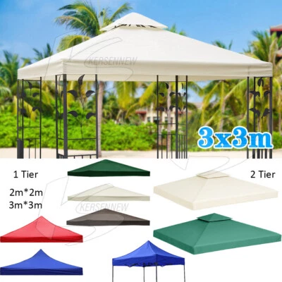 2x2m 3x3M Garden Gazebo Top Cover Canopy Replacement Pavilion Roof 1 Tier 2 Tier - Image 1 of 4