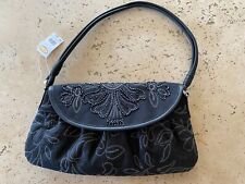 Talbots NWT Black Embroidered Beaded Snap handbag