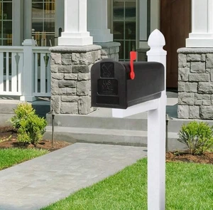   Black Rust-Proof Plastic Post Mount Mailbox for US Mail,Parsons Medium Capacit - Picture 1 of 2