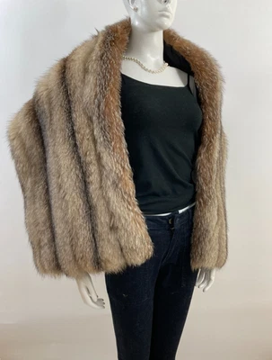 Beautiful & Soft Crystal Fox Fur Wrap Shawl Stole - New Satin Lining - Vintage - Image 1 of 4