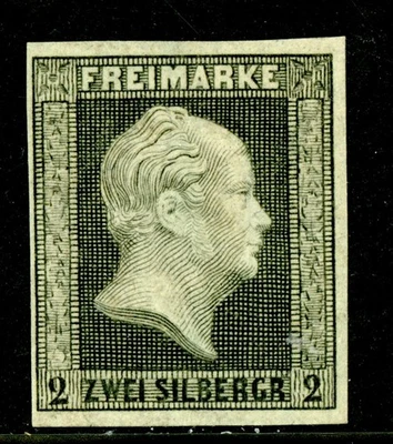 Germany States 1850 Prussia 2sgr Black on Blue Scott #4 Mint W883 - Image 1 of 4