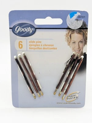 Vintage Goody Hair 6 PAIR Bobby Pin Carded Faux Tortoise Brown Gold 2003 - Image 1 of 4