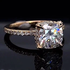 Cushion Cut 2.30Ct Diamond Wedding Ring Lab Grown IGI Certified 14K Yellow Gold - Picture 1 of 12