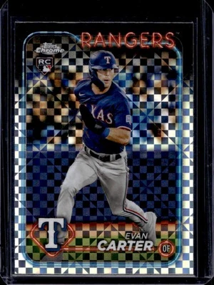 2024 Topps Chrome Evan Carter RC X Fractor Rookie #136 Rangers - Image 1 of 2