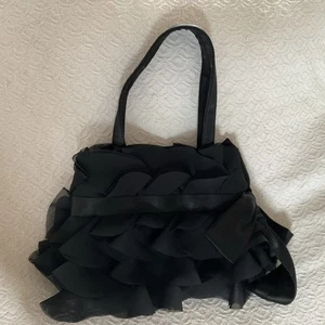 Beautiful Ladies Ruffle Evening Bag By Coast Black - Picture 1 of 6