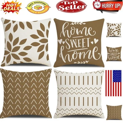 Neutral 18x18 Linen Throw Pillow Covers - Set of 4 for Versatile Home Styling - Image 1 of 4