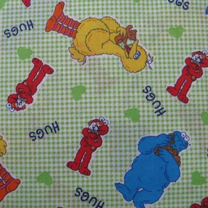 Sesame Workshop Fabric Vtg 2001 Sesame Street Elmo Big Bird Cookie Monster 1 Yd - Picture 1 of 6