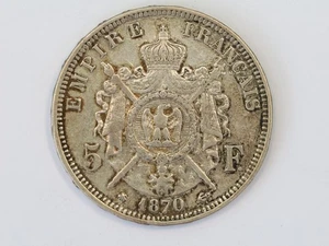 1870 Frankreich 5 Francs Silbermünze Napoleon III., gekauft bei B.A. Seaby #6 - Bild 1 von 4