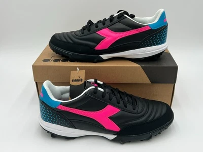 Diadora Calcetto GR LT TF Soccer Shoes Men’s Size 11 Black/Pink/Blue D0730 - Image 1 of 4