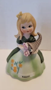 Vintage Lefton August Geburtstag Mädchen Figur handbemalt 497 mit Aufkleber  - Bild 1 von 6