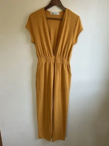 Free People Beach Rita Jumpsuit Women's XS Yellow terrycloth Lightweight Coastal - Picture 1 of 13