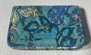 Vera Bradley PEACOCK GARDEN RFID Tri-Fold Wallet Snap Close Zipper And Key Hold - Picture 1 of 8