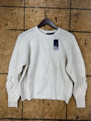 Suéter Polo Ralph Lauren tejido con cable para mujer pequeño beige lana de alpaca Foto 1 de 4