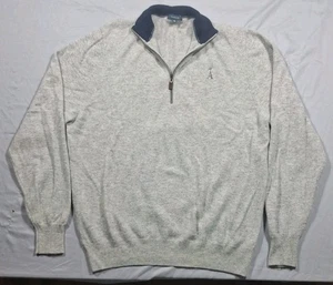 Suéter Turtleson Para Hombre 1/4 Cremallera Gris Jaspeado Talla XL 100% Cachemira Cintura Elástica - Imagen 1 de 11
