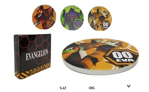 LOOT CRATE EVANELION SET OF 3 CERAMIC COASTERS BNIB LOOT ANIME  - Picture 1 of 1