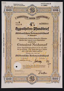 ALEMANIA 727/S -4% Hipoteca-Pfan.Süddeutsche Boden-Creditbank Múnich 1941 1000 - Imagen 1 de 1