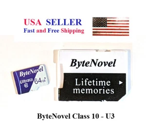 ByteNovel 64GB Micro SD Card C10 Camera, Cellphone, Drone, Dashcam etc - Picture 1 of 2