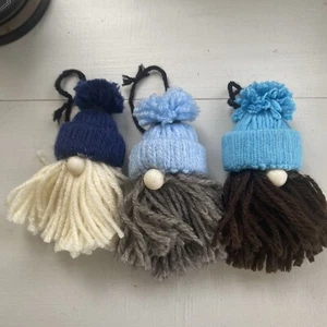 Set of 3 “Gnomey Brothers” Handmade Hanging Christmas Gnome Ornaments B6 - Picture 1 of 4