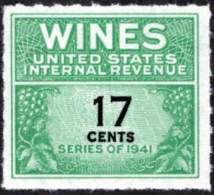 US #RE186 MNH 1951 17c Wines Internal Revenue Tax Stamp Series 1941 - Picture 1 of 1