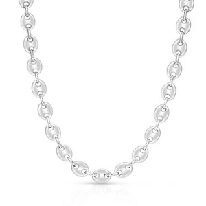 925 Solid Sterling Silver 6MM Puffed Mariner Chain Link Necklace For Women & Men - Picture 1 of 4