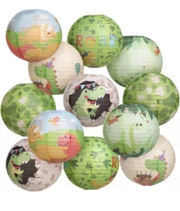 12 Kids Party Paper Lanterns Round Lantern Hanging Decoration Birthday Dinosaurs - Picture 1 of 2