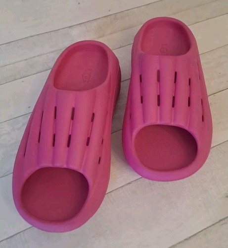 SCARPE SLIP ON DONNA ORIGINALI ROSA CALDO GOMMA UGG SLIDER TAGLIA 8