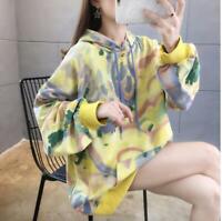 Women's Fashion Floral Hooded Pullover Oversize Fleceed Hoodies Sweats Top SKGB
