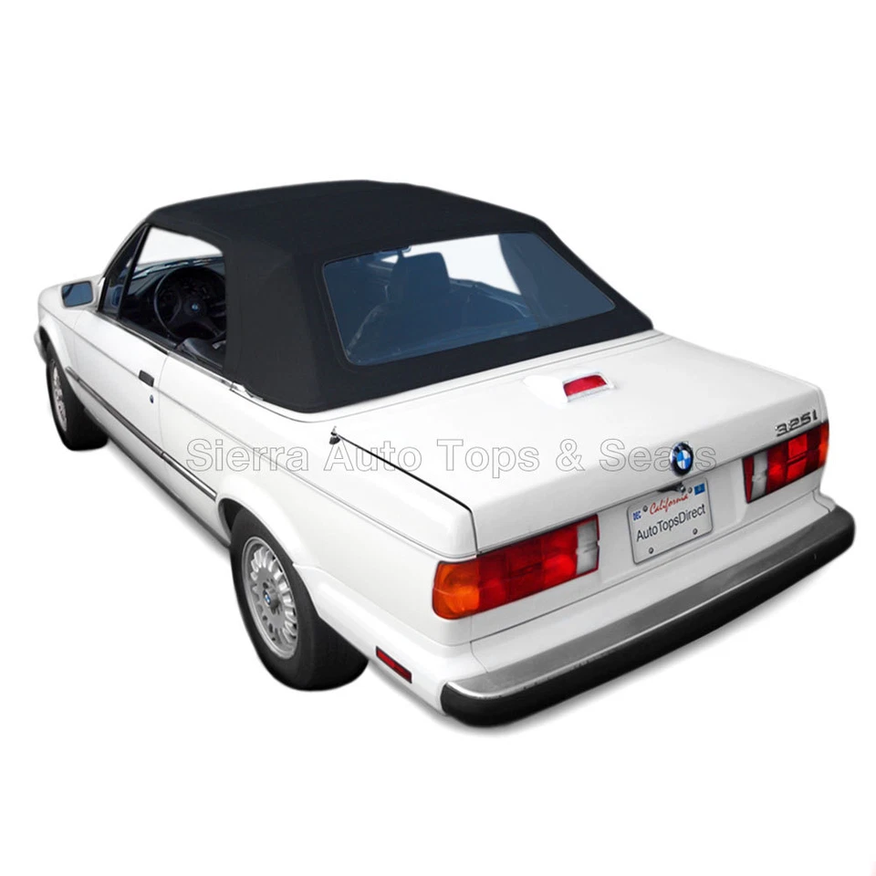 BMW E30 Serie 3 Convertible Top, 1987-93, Tela Alemana Negra con Ventana de Plástico Foto 1 de 4