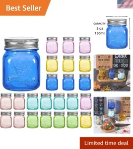 Mini Colored Mason Jars 5 oz with Metal Lids - Glass jar for Jam, Honey, Cand... - Picture 1 of 8