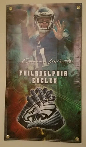 NEW Carson Wentz 11 Vinyl Flag Poster 20"×36" Philadelphia Eagles NFL ManCave Cover