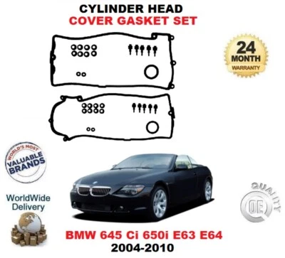 PARA BMW 645 CI 650 I 2004-2010 NUEVO JUEGO DE JUNTAS DE CUBIERTA BASCULANTE DE 2 PIEZAS CON TORNILLOS Foto 1 de 4